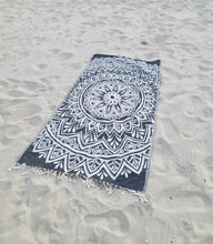 Load image into Gallery viewer, Mandala Turkish Towel | Double Sided Beach Towel | Sand Free: Turquoise
