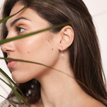 Load image into Gallery viewer, Sterling Silver Crystal Eye Dangle Hoop Earring