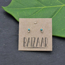 Load image into Gallery viewer, Sterling Silver Stone Stud Earring with Tiny Dot Decoration: Turquoise