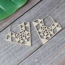 Load image into Gallery viewer, Brass Trikona Earring
