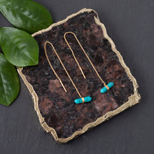 Load image into Gallery viewer, Gold plated Thread Through Crystal Point Earring: Lapis