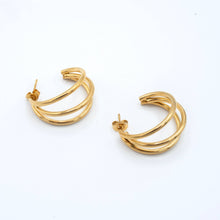 Load image into Gallery viewer, Triple Loop Hoop Earring- Gold Plated &amp; Stainless Steel: Gold Plated