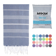 Load image into Gallery viewer, Aegean Concept Turkish Beach Towels – Oversized, Quick-Dry, Soft &amp; Packable – Night Blue