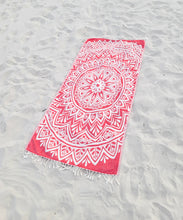 Load image into Gallery viewer, Mandala Turkish Towel | Double Sided Beach Towel | Sand Free: Blue