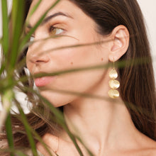 Load image into Gallery viewer, Brushed Brass Triple Pod Earring