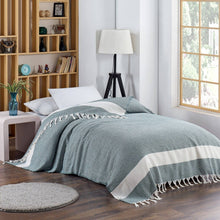 Load image into Gallery viewer, Throw Size Aegean Blanket – Soft &amp; Breathable 100% Turkish Muslin -  Turquoise