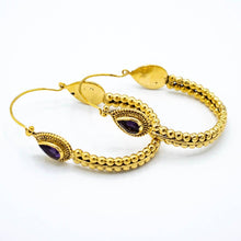 Load image into Gallery viewer, Amethyst Spotted Hoop Earring