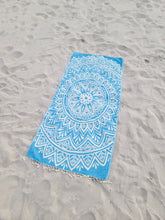 Load image into Gallery viewer, Mandala Turkish Towel | Double Sided Beach Towel | Sand Free: Blue
