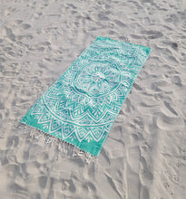 Load image into Gallery viewer, Mandala Turkish Towel | Double Sided Beach Towel | Sand Free: Black