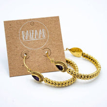 Load image into Gallery viewer, Amethyst Spotted Hoop Earring