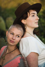 Load image into Gallery viewer, Brass Spotted Stone Drop Spiral Earring: Moon