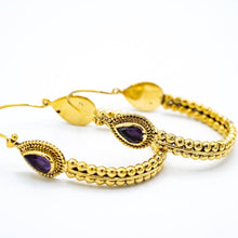 Load image into Gallery viewer, Amethyst Spotted Hoop Earring