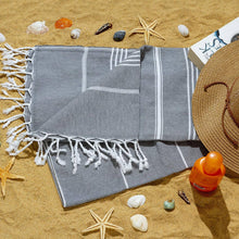 Load image into Gallery viewer, Aegean Concept Turkish Beach Towels – Oversized, Quick-Dry, Soft &amp; Packable – Night Blue