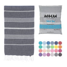 Load image into Gallery viewer, Aegean Concept Turkish Beach Towels – Oversized, Quick-Dry, Soft &amp; Packable – Night Blue