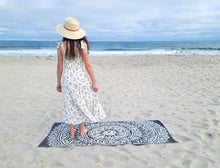 Load image into Gallery viewer, Mandala Turkish Towel | Double Sided Beach Towel | Sand Free: Blue