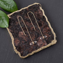 Load image into Gallery viewer, Gold plated Thread Through Crystal Point Earring: Lapis