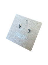 Load image into Gallery viewer, Sterling Silver Stone Stud Earring with Tiny Dot Decoration: Turquoise