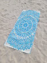 Load image into Gallery viewer, Mandala Turkish Towel | Double Sided Beach Towel | Sand Free: Black