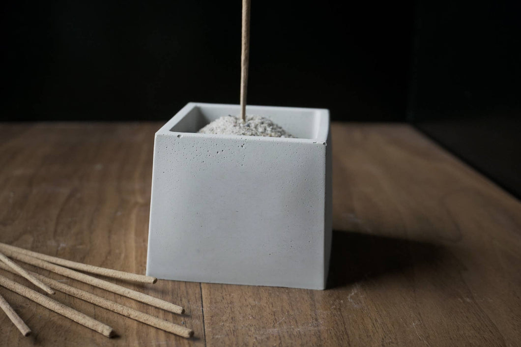 Square Incense Burner | Concrete and Sand Incense Holder - Terracotta