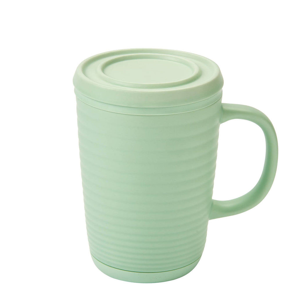 Tea Infuser Mug Ripple 16 oz Matte Green