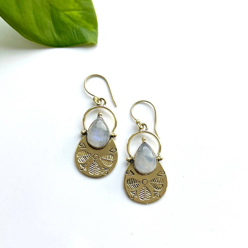 Etched Moonstone Petal Earring - BE185